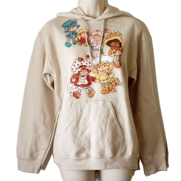 Strawberry Shortcake Tops - NWOT Strawberry Shortcake Pullover Hoodie Kangaroo Sweatshirt Small Tan
